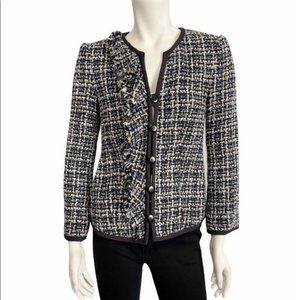 Armani Collezioni tweed ruffle blazer